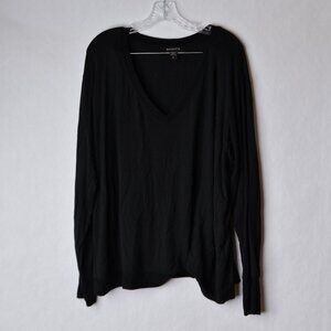 Athleta Sweatshirt Womens 1X Black Sunrise V Neck Soft Cozy Lounge Casual 982372